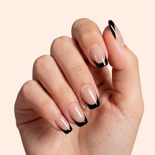 French Black Medium Square Soft Gel Press Ons