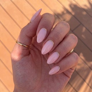 Gold Rim Medium Almond Soft Gel Press Ons