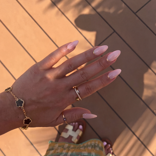 Gold Rim Medium Almond Soft Gel Press Ons