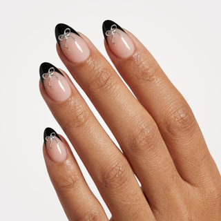 Midnight Ribbon Medium Almond Soft Gel Press Ons