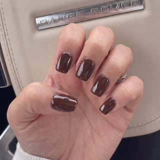 Mocha Dip Medium Square Soft Gel Press Ons