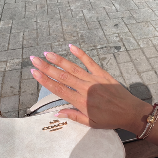 Rosy French Medium Almond Soft Gel Press Ons