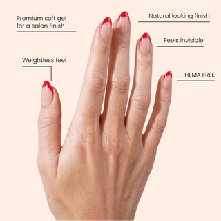 Scarlet Tip Medium Almond Soft Gel Press Ons