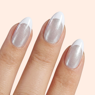Shimmer French Medium Almond Soft Gel Press Ons