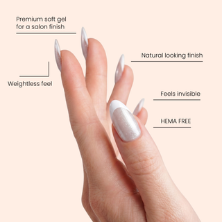 Shimmer French Medium Almond Soft Gel Press Ons