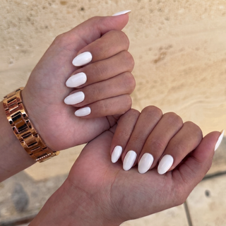 White Mist Medium Almond Soft Gel Press Ons